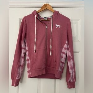 Victoria's Secret Pink Hoodie with White Accents dog logo  S like new